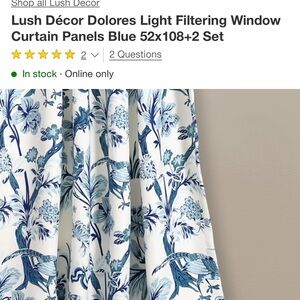 Blue Floral Window Curtain Panels
